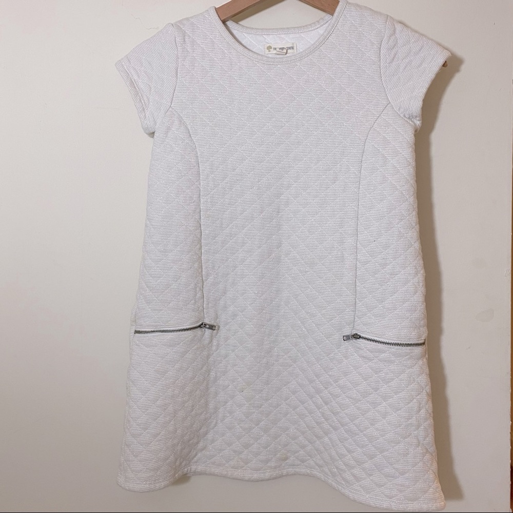 White Quilted Dress With Silver Thread
